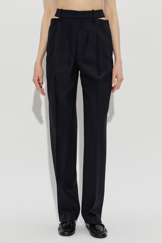JIL SANDER NAVY BLUE Wool trousers with a split waistband 3