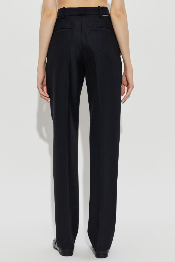 JIL SANDER NAVY BLUE Wool trousers with a split waistband 4