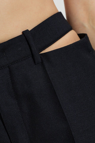 JIL SANDER NAVY BLUE Wool trousers with a split waistband 5