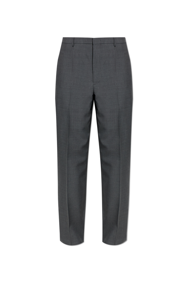 JIL SANDER GREY Wool pleated trousers 1