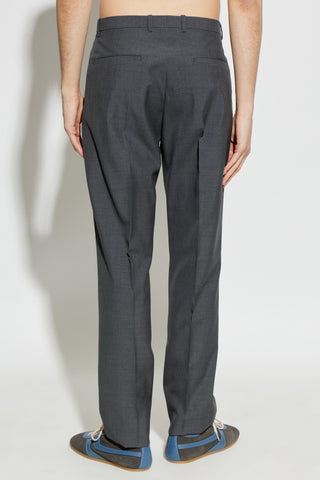 JIL SANDER GREY Wool pleated trousers 4