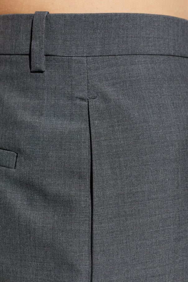 JIL SANDER GREY Wool pleated trousers 5