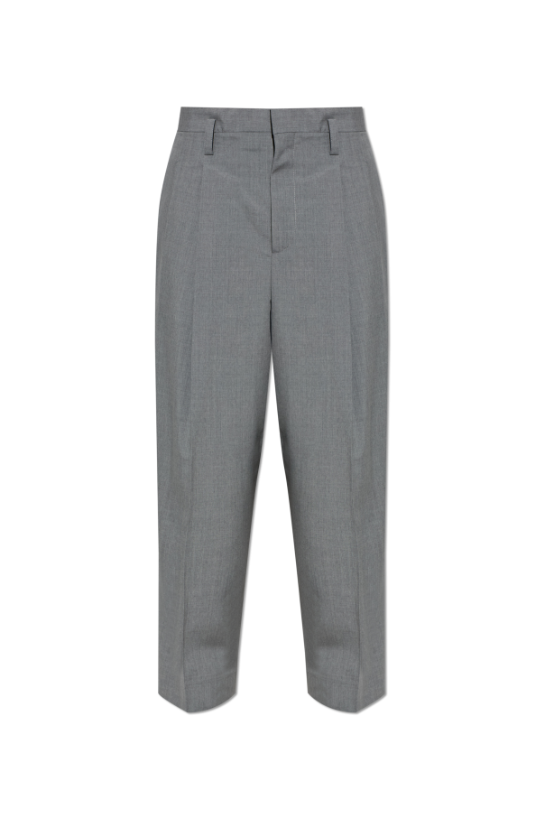 JIL SANDER GREY Wool pleated trousers 1