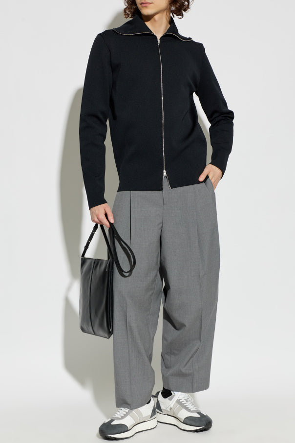 JIL SANDER GREY Wool pleated trousers 2