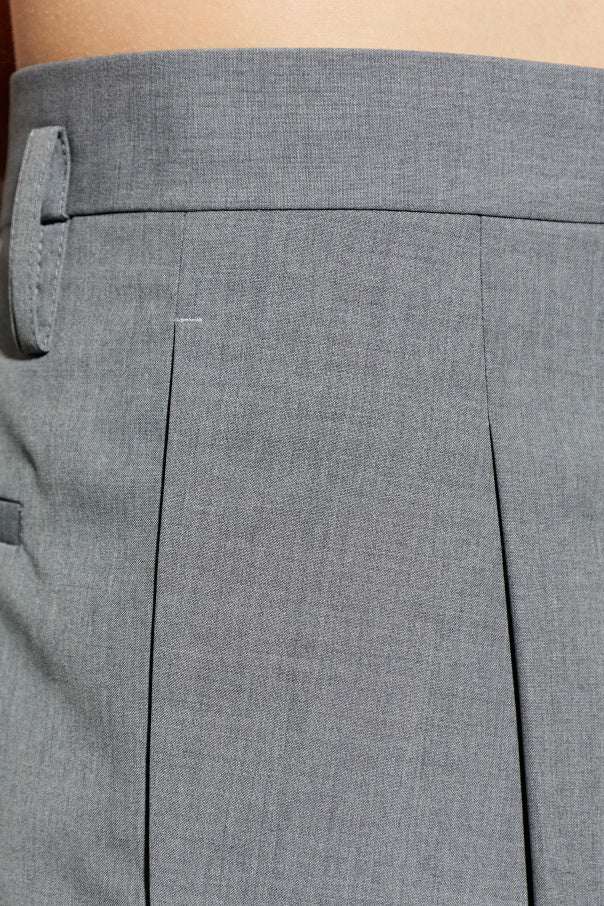 JIL SANDER GREY Wool pleated trousers 5