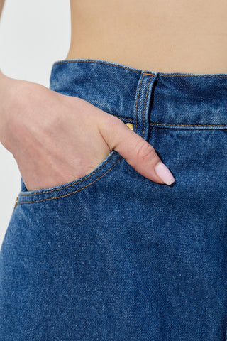 JIL SANDER NAVY BLUE High-waisted jeans 5