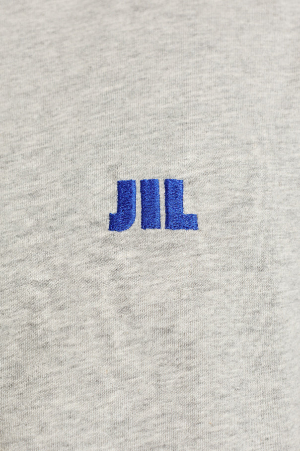 JIL SANDER GREY T-shirt with embroidered logo 5