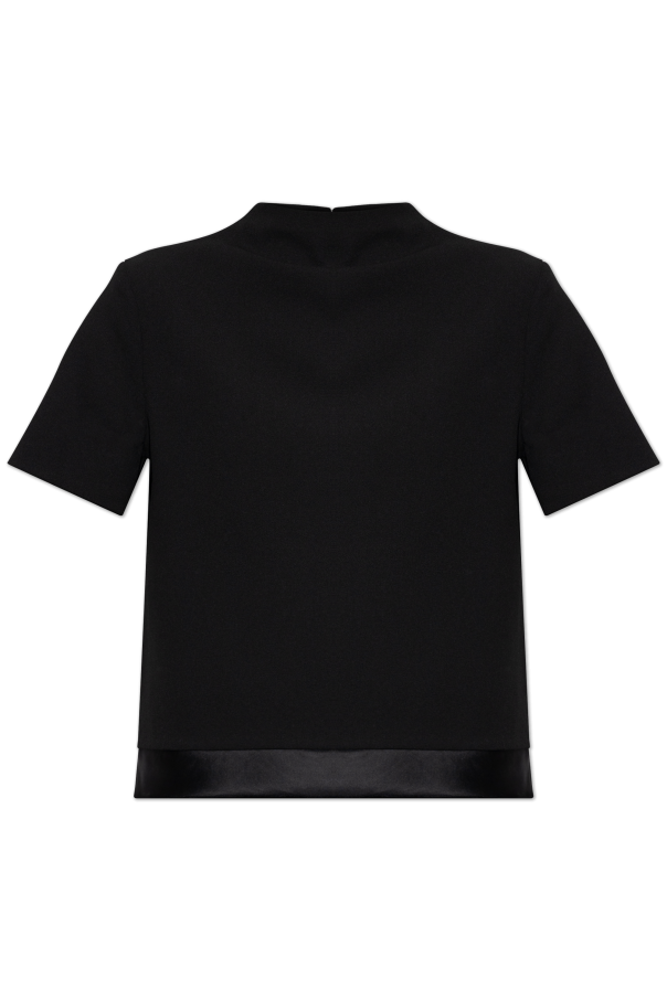 JIL SANDER BLACK Wool top with short sleeves 1