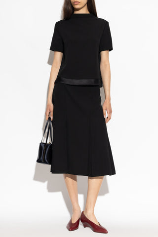 JIL SANDER BLACK Wool top with short sleeves 2