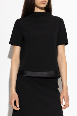 JIL SANDER BLACK Wool top with short sleeves 3