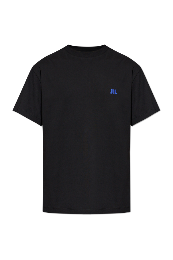 JIL SANDER BLACK T-shirt with embroidered logo 1