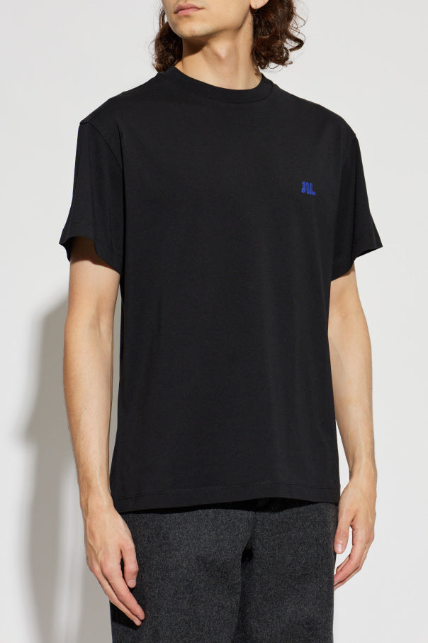 JIL SANDER BLACK T-shirt with embroidered logo 3