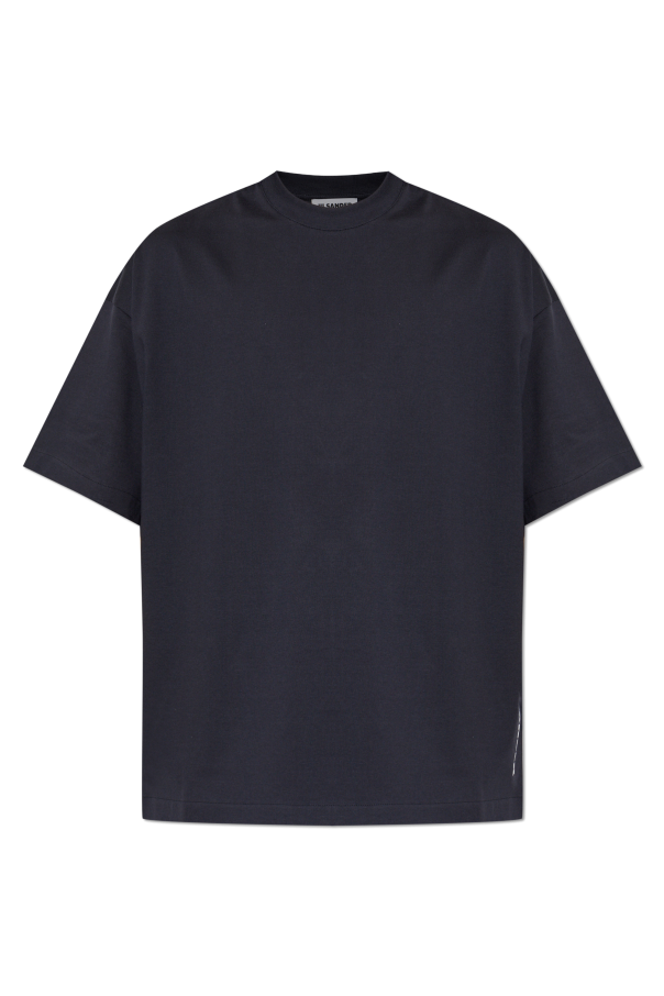 JIL SANDER NAVY BLUE T-shirt with printed logo 1