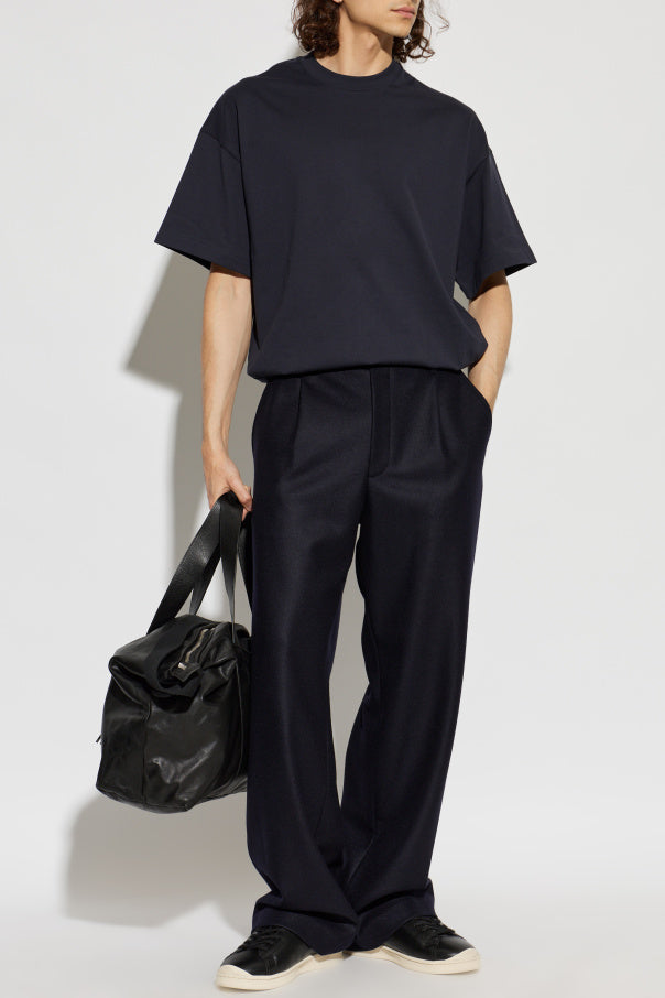 JIL SANDER NAVY BLUE T-shirt with printed logo 2