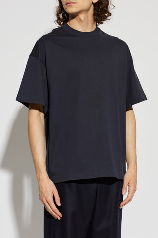 JIL SANDER NAVY BLUE T-shirt with printed logo 3