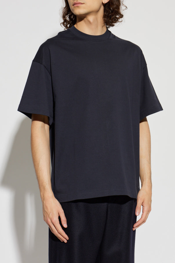 JIL SANDER NAVY BLUE T-shirt with printed logo 3