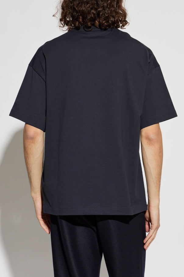 JIL SANDER NAVY BLUE T-shirt with printed logo 4