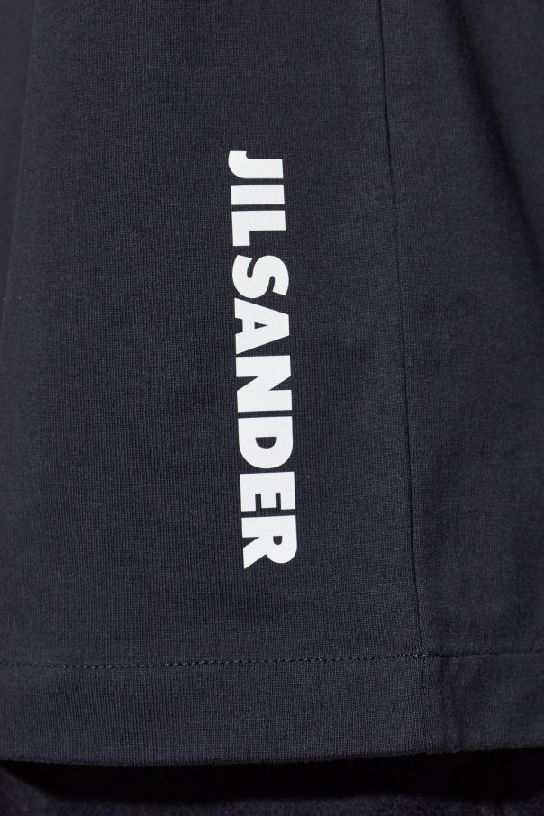 JIL SANDER NAVY BLUE T-shirt with printed logo 5