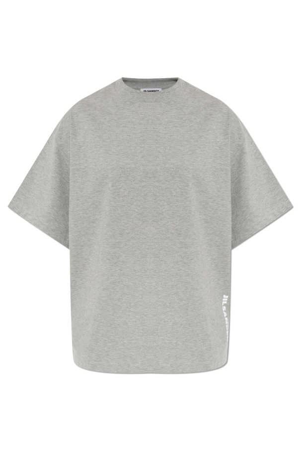 JIL SANDER GREY T-shirt with printed logo 1