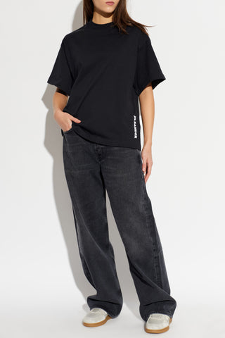 JIL SANDER BLACK T-shirt with printed logo 2