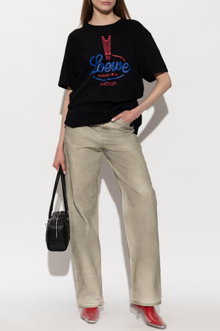 Loewe BLACK T-shirt with a crumpled effect 2