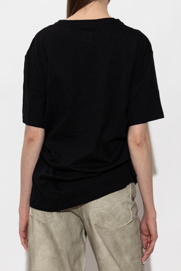 Loewe BLACK T-shirt with a crumpled effect 4