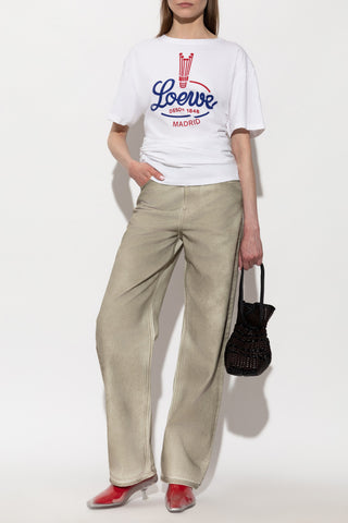 Loewe WHITE T-shirt with a crinkled effect 2