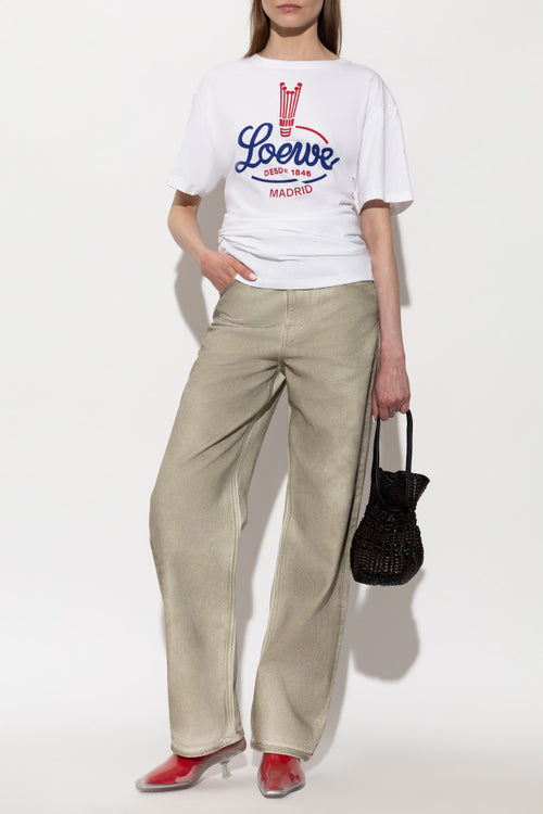 Loewe WHITE T-shirt with a crinkled effect 2