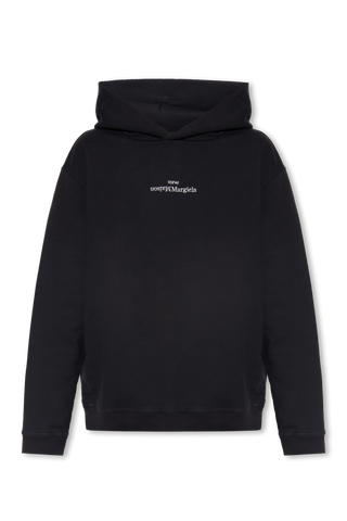 Maison Margiela BLACK Cotton hoodie with logo 1