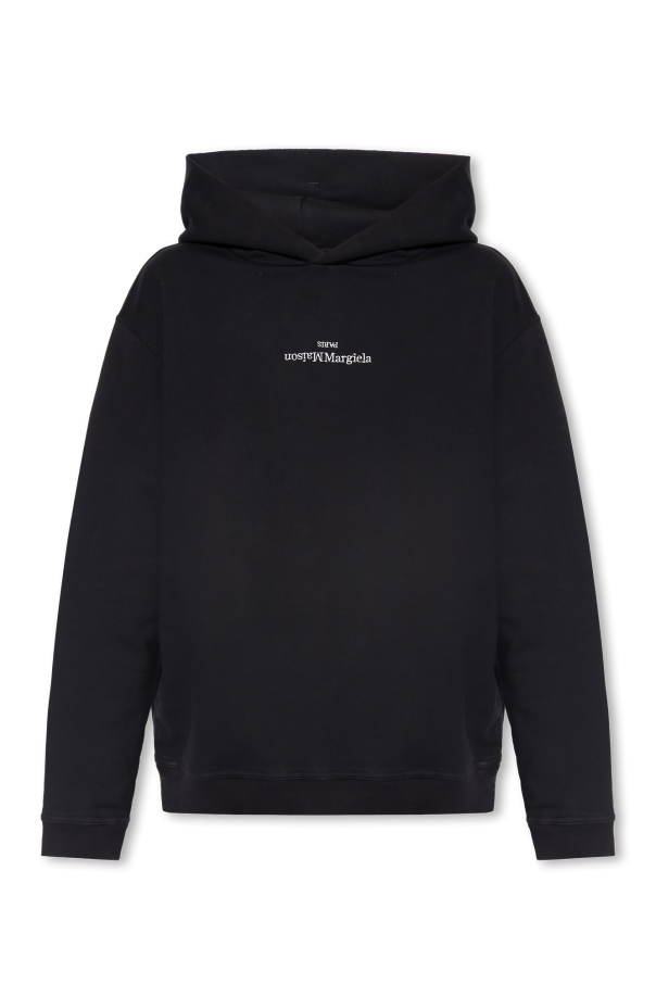 Maison Margiela BLACK Cotton hoodie with logo 1