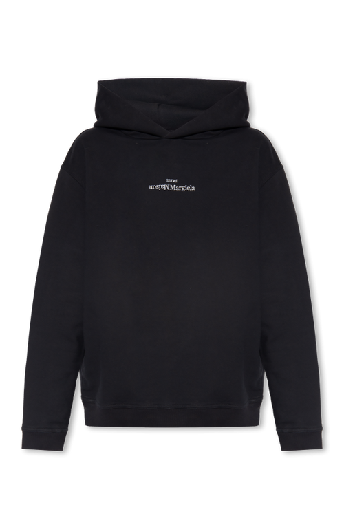 Maison Margiela BLACK Cotton hoodie with logo 1