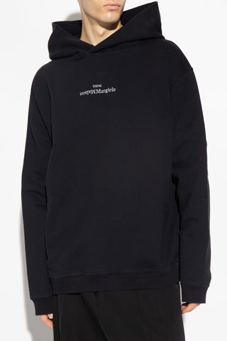 Maison Margiela BLACK Cotton hoodie with logo 3