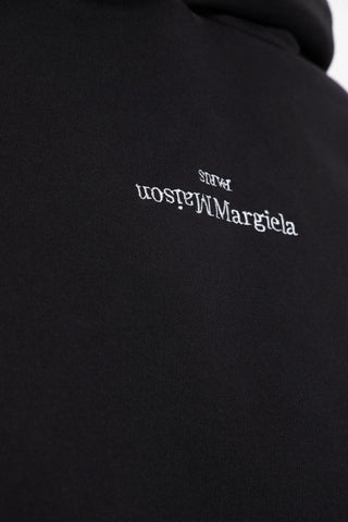 Maison Margiela BLACK Cotton hoodie with logo 5