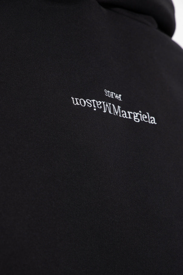 Maison Margiela BLACK Cotton hoodie with logo 5