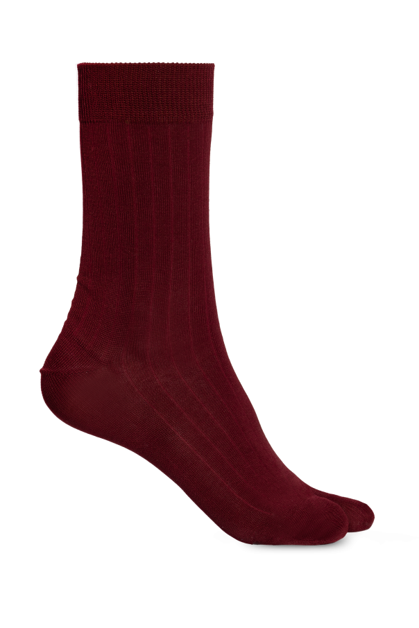 Maison Margiela BURGUNDY Socks with 'Tabi' cutout 1