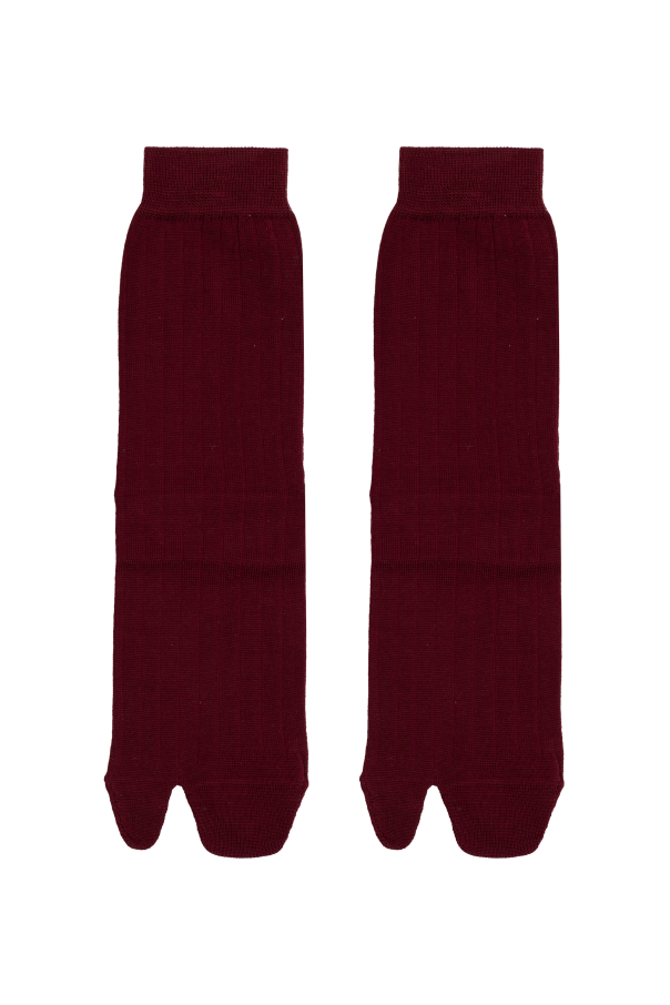 Maison Margiela BURGUNDY Socks with 'Tabi' cutout 3
