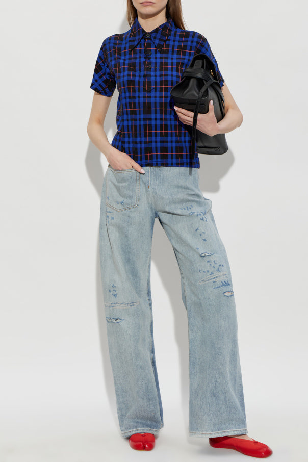 Maison Margiela NAVY BLUE Plaid T-shirt 2