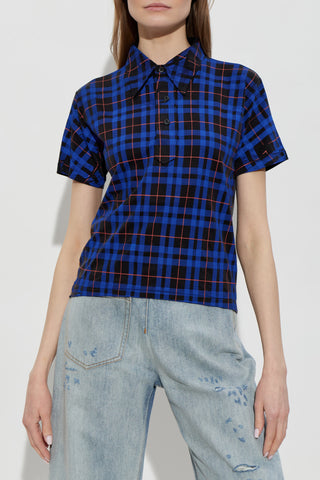 Maison Margiela NAVY BLUE Plaid T-shirt 3