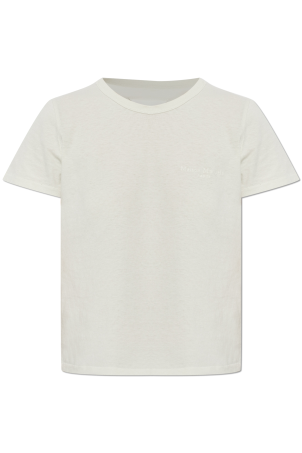 Maison Margiela cream T-shirt with embroidered logo 1