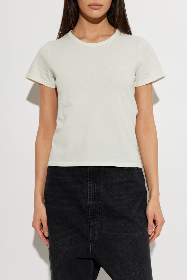 Maison Margiela cream T-shirt with embroidered logo 3