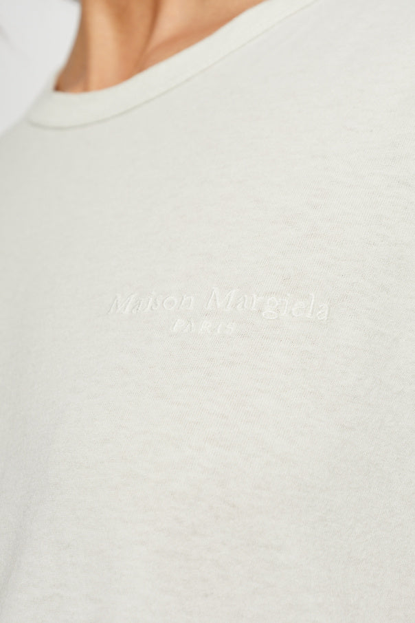 Maison Margiela cream T-shirt with embroidered logo 5