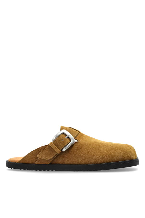 Maison Margiela BROWN Suede mules with "Tabi" cut-out 1