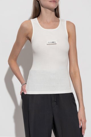 MM6 Maison Margiela WHITE Ribbed sleeveless top 3