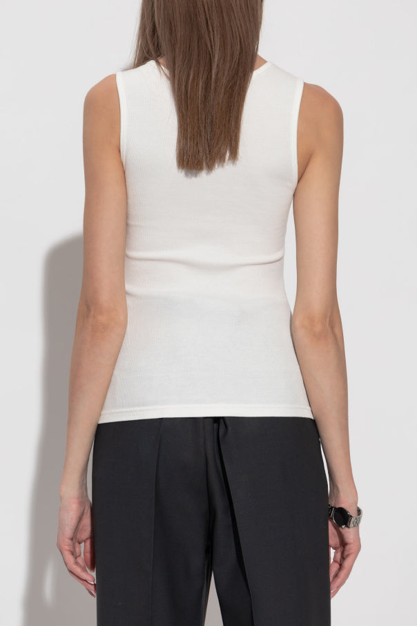 MM6 Maison Margiela WHITE Ribbed sleeveless top 4