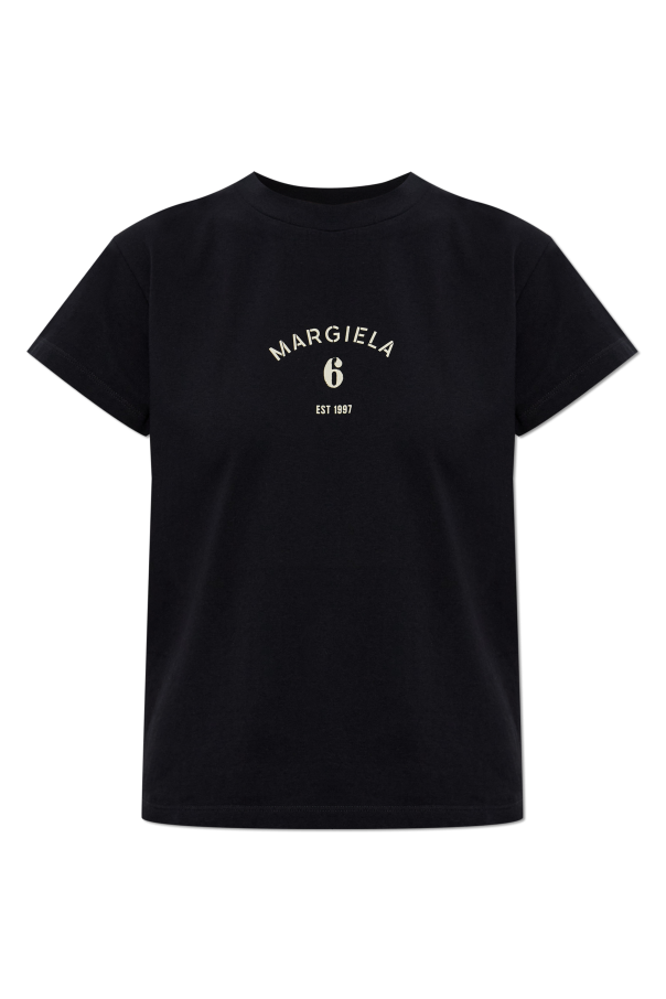 MM6 Maison Margiela BLACK T-shirt with printed logo 1