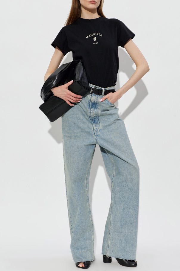 MM6 Maison Margiela BLACK T-shirt with printed logo 2