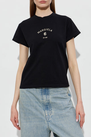 MM6 Maison Margiela BLACK T-shirt with printed logo 3