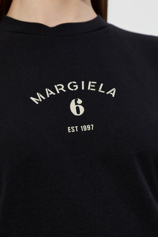 MM6 Maison Margiela BLACK T-shirt with printed logo 5