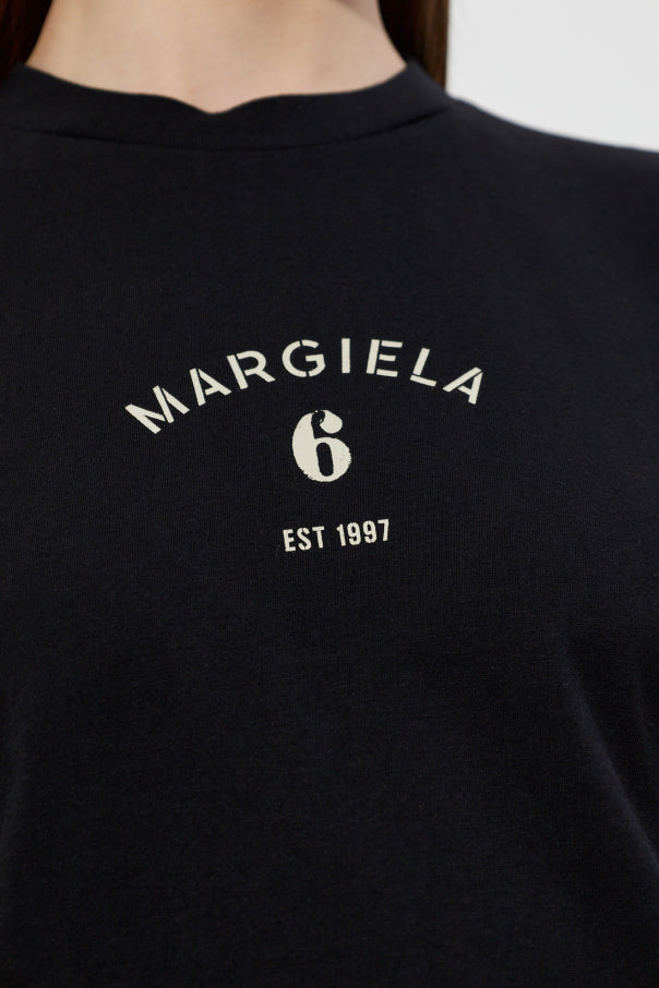 MM6 Maison Margiela BLACK T-shirt with printed logo 5