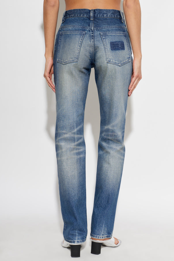 MM6 Maison Margiela NAVY BLUE Jeans with a 'vintage' effect 4